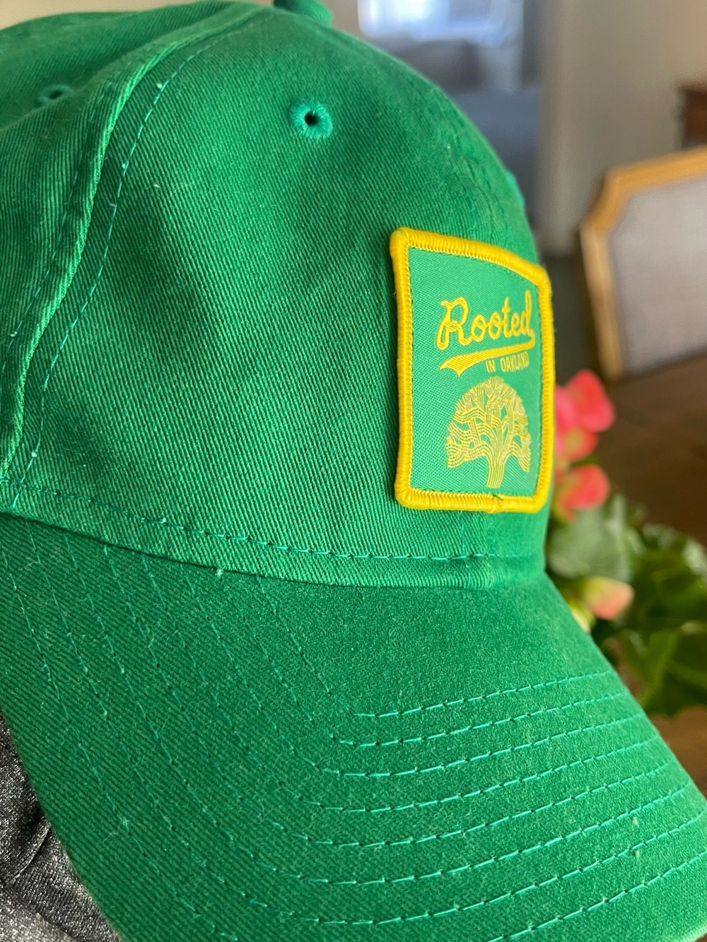 New Era Oakland Rooted hat.Green Baseball Cap with Yellow Patch